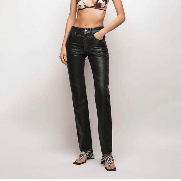 The Attico Denim - THE ATTICO WAXED DENIM STRAIGHT LEG JEANS